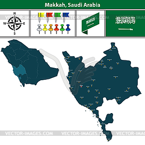 Карта Макки, Саудовская Аравия - векторизованное изображение клипарта