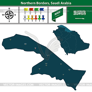 Карта Северных границ, Саудовская Аравия - векторное графическое изображение