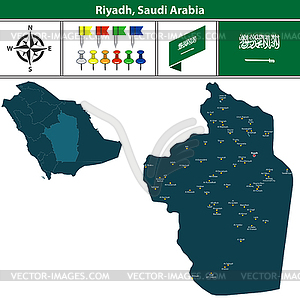 Map of Riyadh, Saudi Arabia - vector clipart