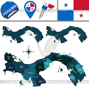 Map of Panama with Named Provinces and Comarcas - royalty-free vector image