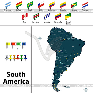 Map of South America - vector clip art