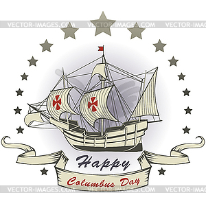 Happy Christopher Columbus Day - vector clip art