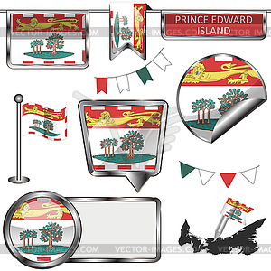 Glossy icons with flag of province Prince Edward - vector clipart