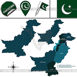 Map of Pakistan with Administrative Units - royalty-free vector clipart