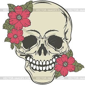 Skull with flowers - vector clip art