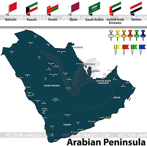 Map of Arabian Peninsula - vector clipart