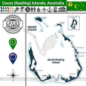 Map of Cocos Islands, Australia - vector clipart