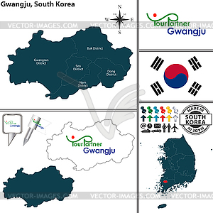 Gwangju Metropolitan City, South Korea - vector clip art