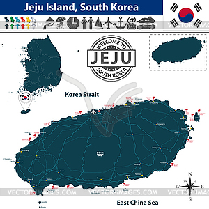 Map of Jeju Island, South Korea - vector clipart