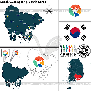 South Gyeongsang Province, South Korea - vector image