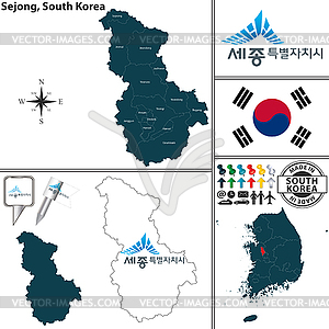 Sejong Special Self Governing City, South Korea - royalty-free vector clipart