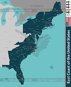 East Coast of United States - vector clip art