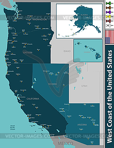 West Coast of United States - vector clip art