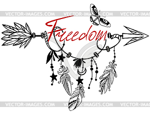 Wooden Arrow with Freedom - vector clipart