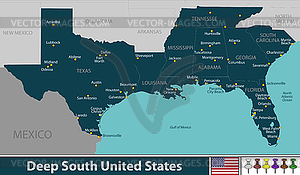 Deep South United States - vector clip art