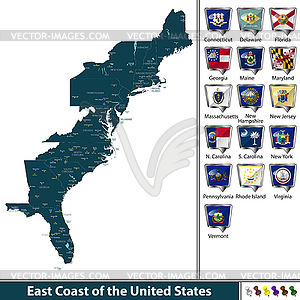 East Coast of United States - vector clipart
