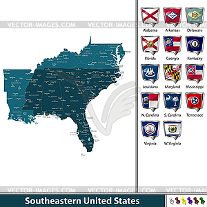 Southeastern United States - stock vector clipart