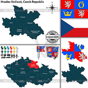 Map of Hradec Kralove, Czech Republic - vector image