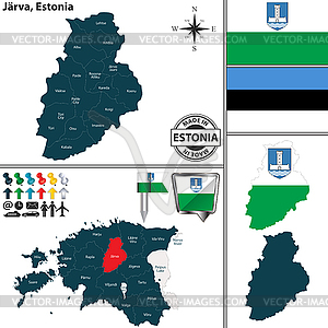 Map of Jarva, Estonia - vector clipart