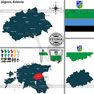 Map of Jogeva, Estonia - vector clip art