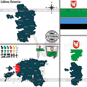 Map of Laane, Estonia - vector image