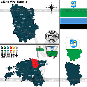 Map of Laane Viru, Estonia - vector clipart