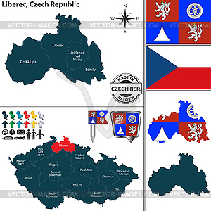 Map of Liberec, Czech Republic - vector clipart