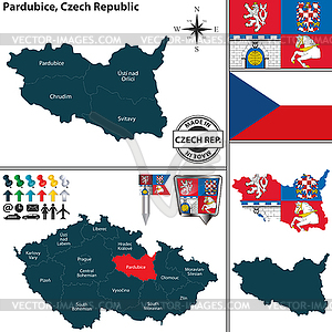 Map of Pardubice, Czech Republic - vector clipart