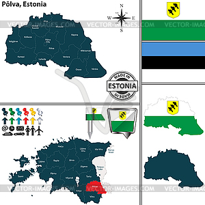 Map of Polva, Estonia - royalty-free vector clipart