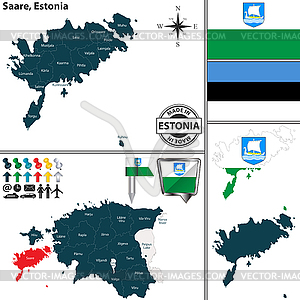 Map of Saare, Estonia - vector clipart