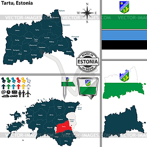 Map of Tartu, Estonia - vector image