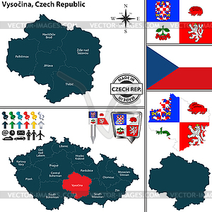 Map of Vysocina, Czech Republic - vector clipart / vector image