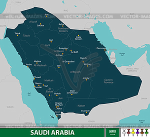 Карта Саудовской Аравии - векторный клипарт