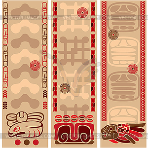 Banners with ancient American ornaments - vector image