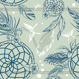 Seamless Pattern with Dream Catcher - vector clipart