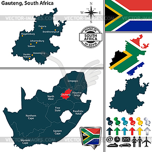 Map of Gauteng, South Africa - vector image