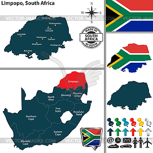 Map of Limpopo, South Africa - vector clip art