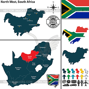 Map of North West, South Africa - vector clipart