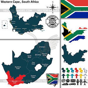 Map of Western Cape, South Africa - vector image