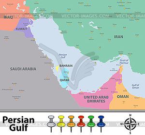 Map of Persian Gulf - vector image