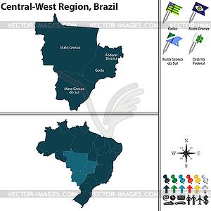 Central West Region of Brazil - vector image