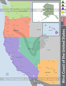 West Coast of United States - vector image