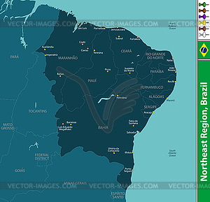 Northeast Region of Brazil - vector clipart