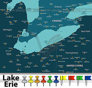 Map of Lake Erie - vector clipart