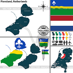 Карта Флеволанд, Нидерланды - иллюстрация в векторе