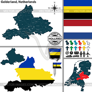 Map of Gelderland, Netherlands - vector image