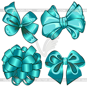 Set with cyan bows - vector clip art