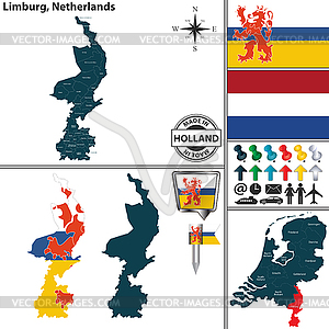 Map of Limburg, Netherlands - vector clip art