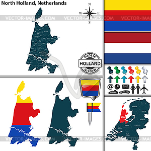 Map of North Holland, Netherlands - vector clipart