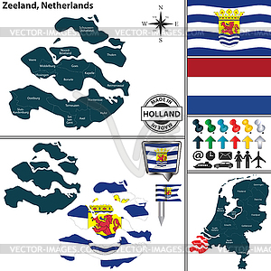 Map of Zeeland, Netherlands - vector image